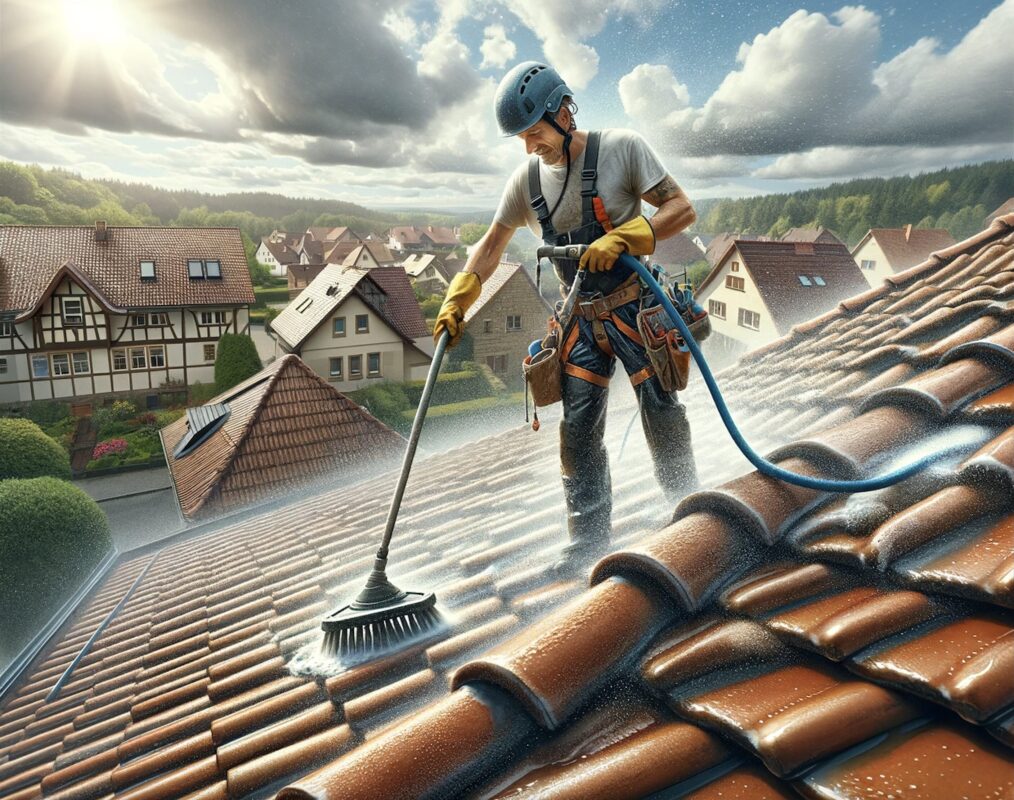 Nettoyage d'une toiture par Scherrer Services